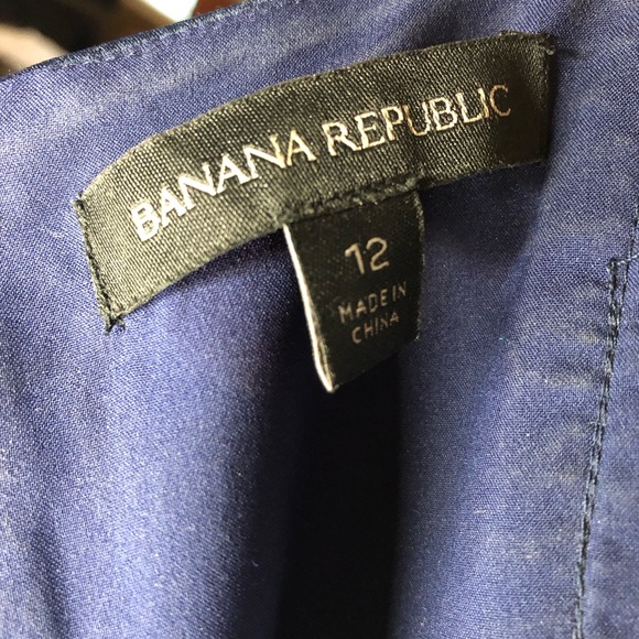 Banana Republic Lined Navy & Red Poppy Draped Back Dress - Picture 7 of 7